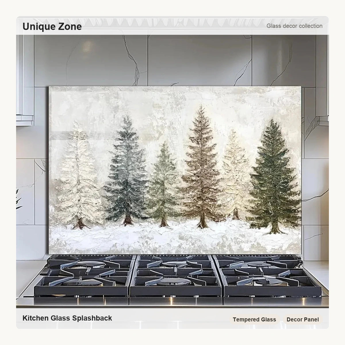 Snow Scene - Tempered Glass Backsplash for Kitchen - Unique Zone correct branded main image