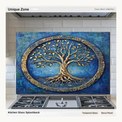 The Tree of Life - Tempered Glass Backsplash for Kitchen - Unique Zone correct branded main image