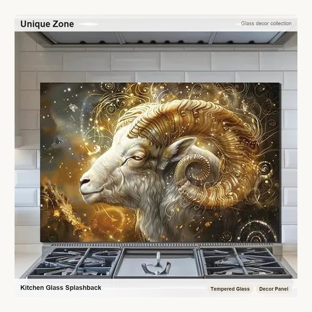 Twelve Zodiac Signs - Tempered Glass Backsplash for Kitchen - Unique Zone correct branded main image