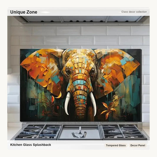 Elephant - Tempered Glass Backsplash for Kitchen - Unique Zone correct branded main image
