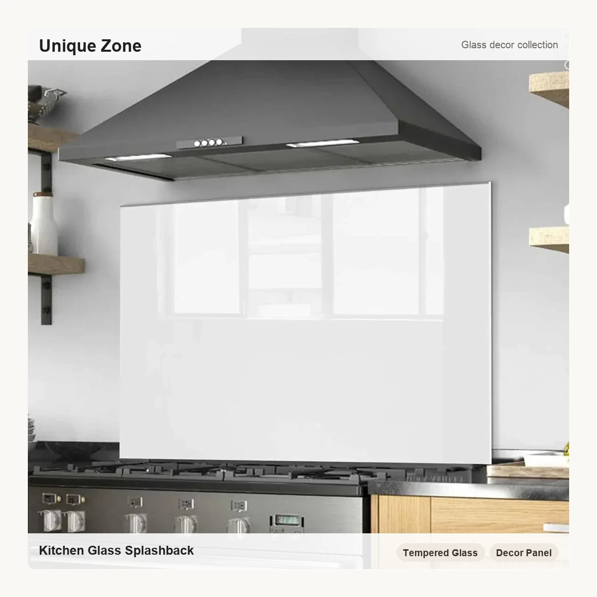White Tempered Glass Kitchen Backsplash - Unique Zone correct branded main image