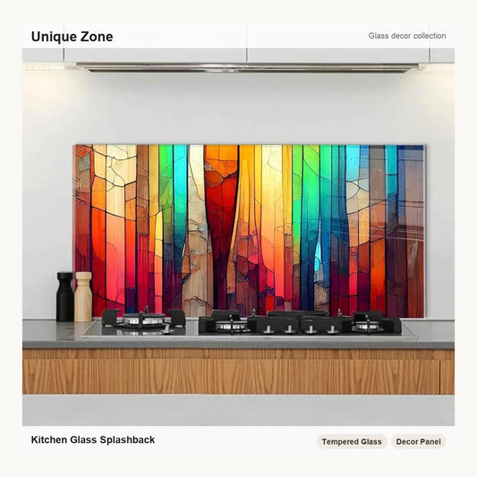 Colorful Tempered Glass Kitchen Backsplash - Unique Zone correct branded main image