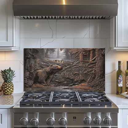 Brown Bear tempered glass kitchen backsplash main product view