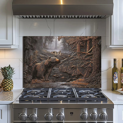 Brown Bear tempered glass kitchen backsplash package view