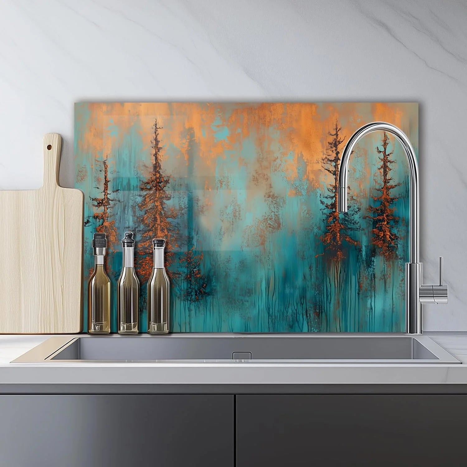Fiery Forest tempered glass kitchen backsplash kitchen wall display