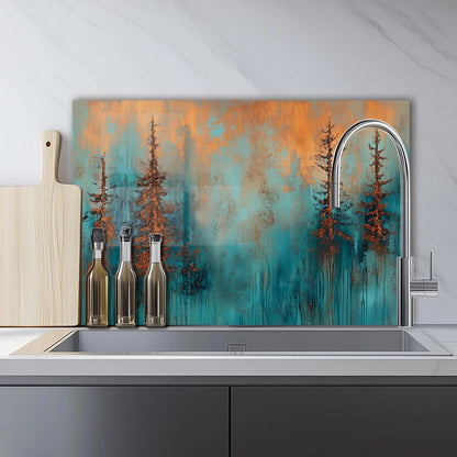 Fiery Forest tempered glass kitchen backsplash kitchen wall display