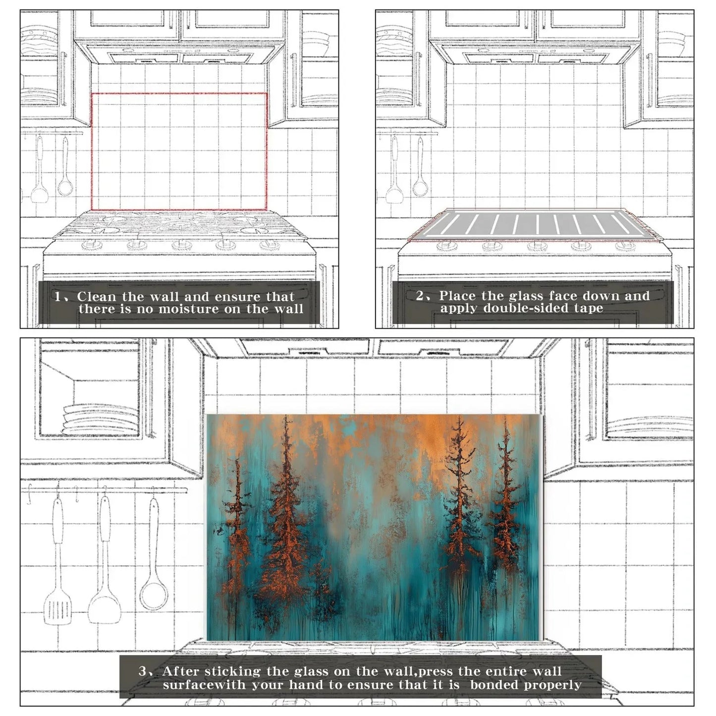 Easy installation steps for tempered glass kitchen backsplash