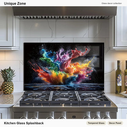 Abstract Pigment Tempered Glass Kitchen Backsplash - Unique Zone branded kitchen backsplash main image