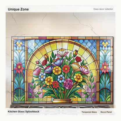 Mosaic Window Tempered Glass Kitchen Backsplash - Unique Zone correct branded main image