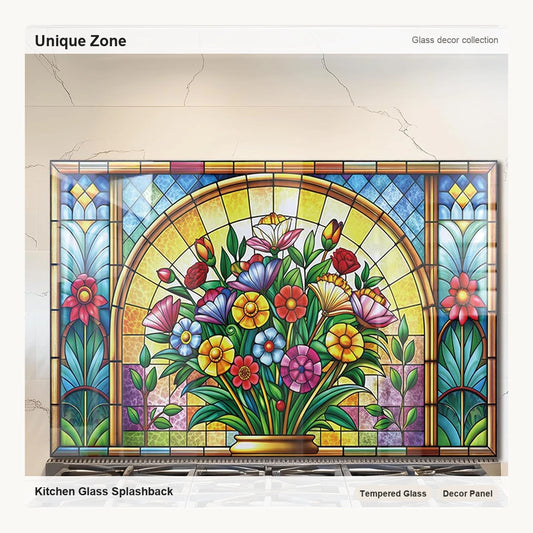 Mosaic Window Tempered Glass Kitchen Backsplash - Unique Zone correct branded main image