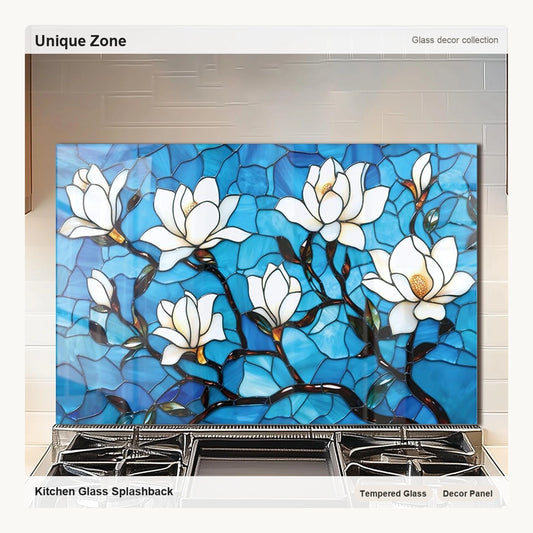 Lotus Tempered Glass Kitchen Backsplash - Unique Zone correct branded main image