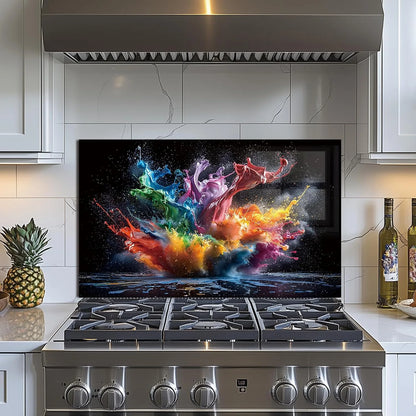 Abstract Pigment tempered glass kitchen backsplash main product view