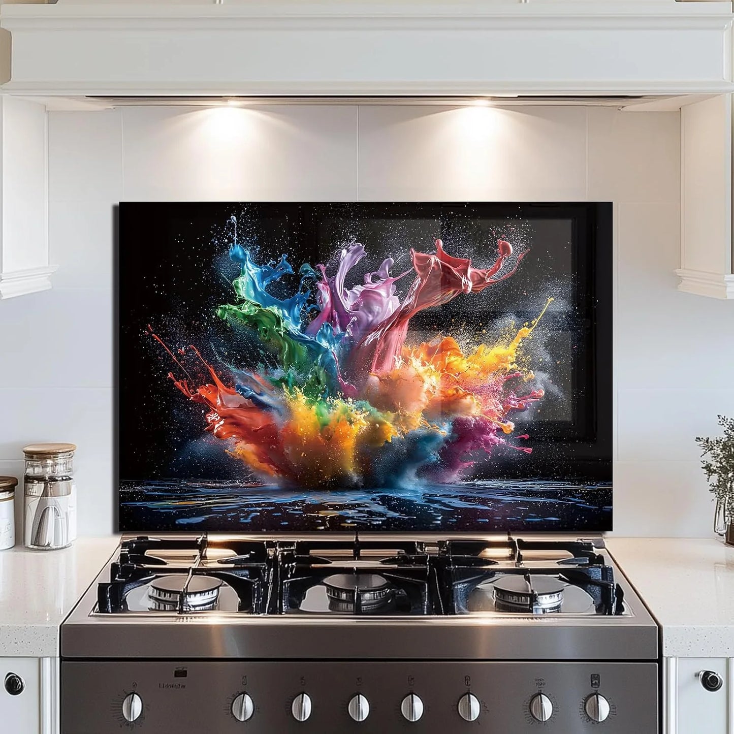 Abstract Pigment tempered glass kitchen backsplash kitchen wall display