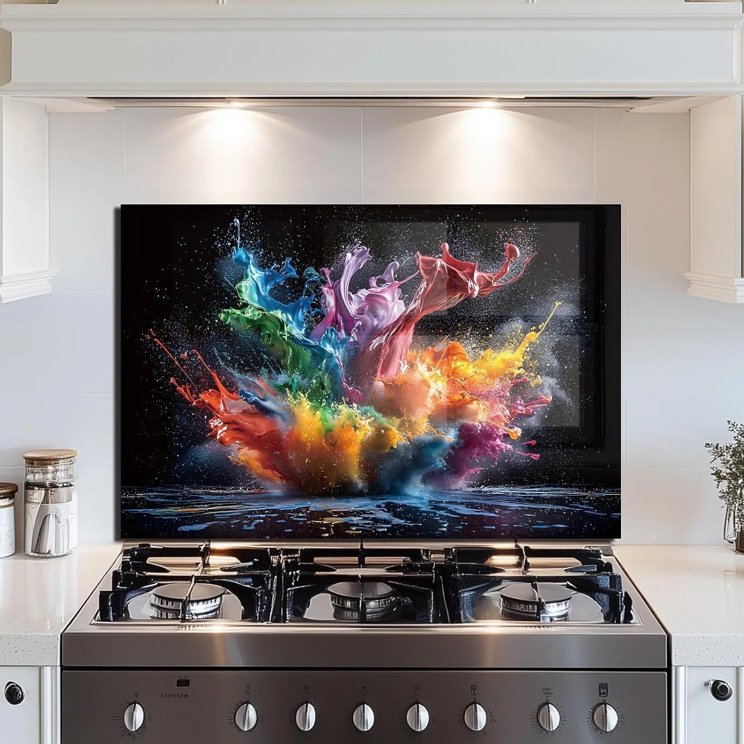 Abstract Pigment tempered glass kitchen backsplash kitchen wall display
