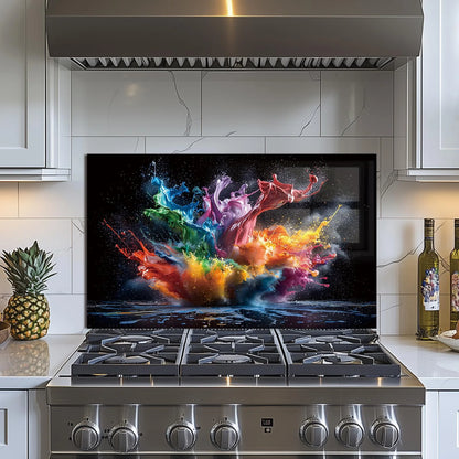 Abstract Pigment tempered glass kitchen backsplash package view