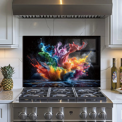 Abstract Pigment tempered glass kitchen backsplash alternate product view