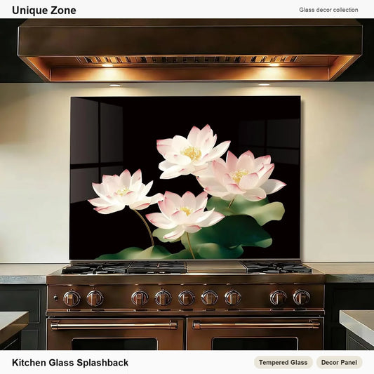 Black Tempered Glass Kitchen Backsplash - Unique Zone branded kitchen backsplash main image
