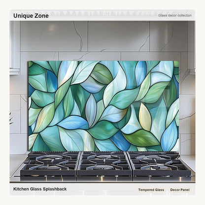 Leaves Tempered Glass Kitchen Backsplash - Unique Zone correct branded main image
