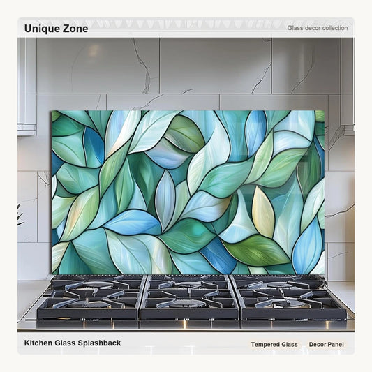Leaves Tempered Glass Kitchen Backsplash - Unique Zone correct branded main image