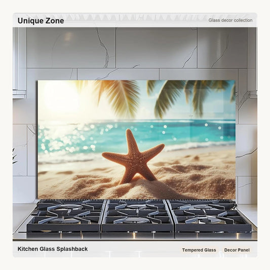 Coastal Beach Stove Splashback Glass Panel - Unique Zone correct branded main image