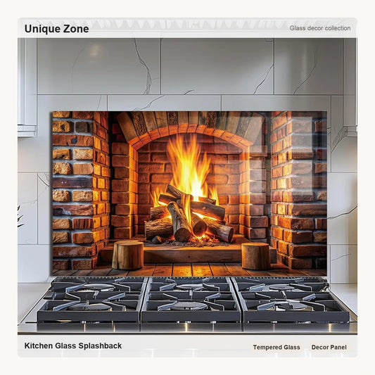 Fireplace Tempered Glass Kitchen Backsplash - Unique Zone correct branded main image