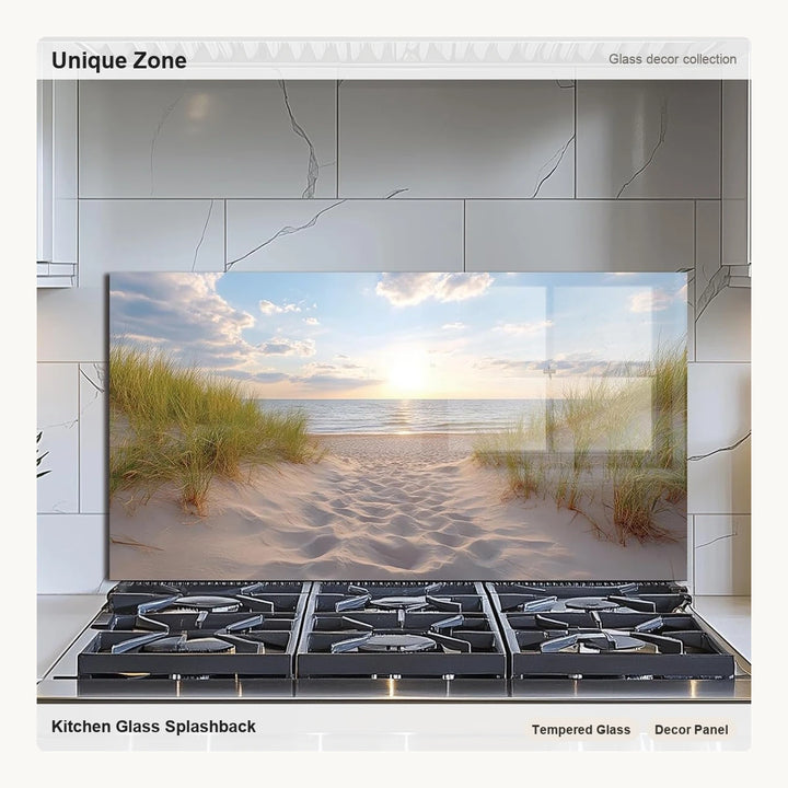 Ocean Beach Heat-Resistant Glass Kitchen Backsplash