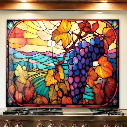 Mosaic Grapes tempered glass kitchen backsplash close-up product view