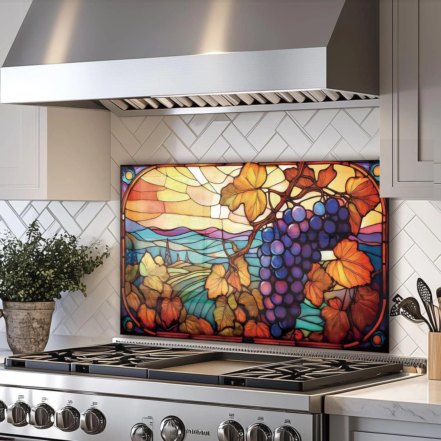 Mosaic Grapes tempered glass kitchen backsplash kitchen wall display
