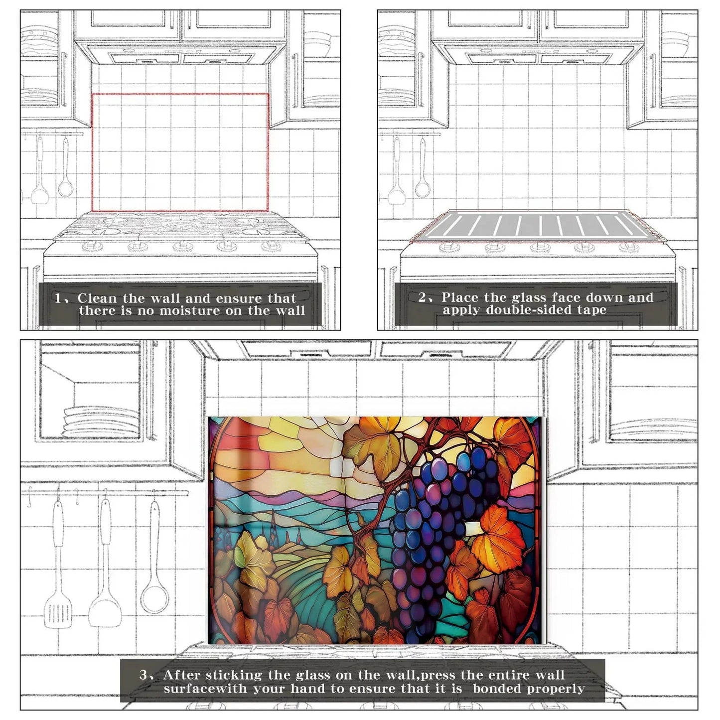 Easy installation steps for tempered glass kitchen backsplash