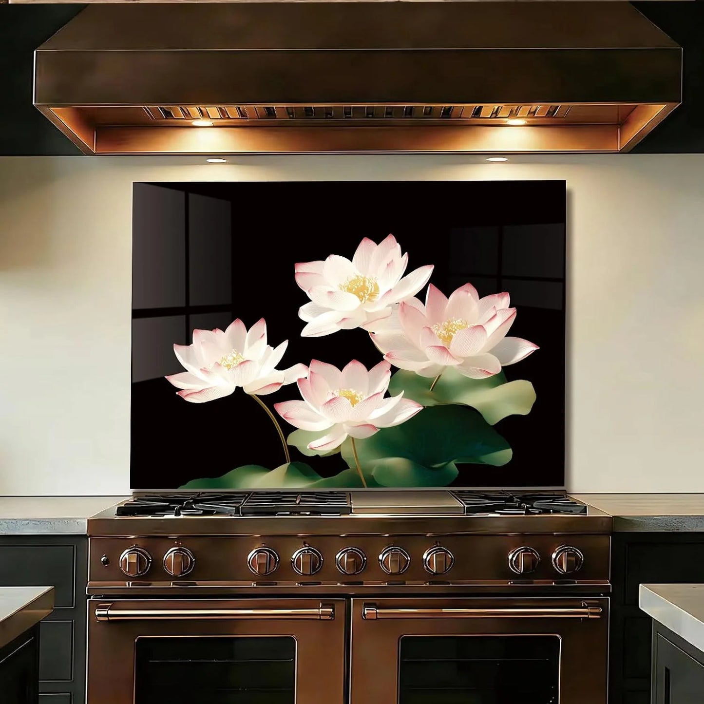 Black tempered glass kitchen backsplash close-up product view