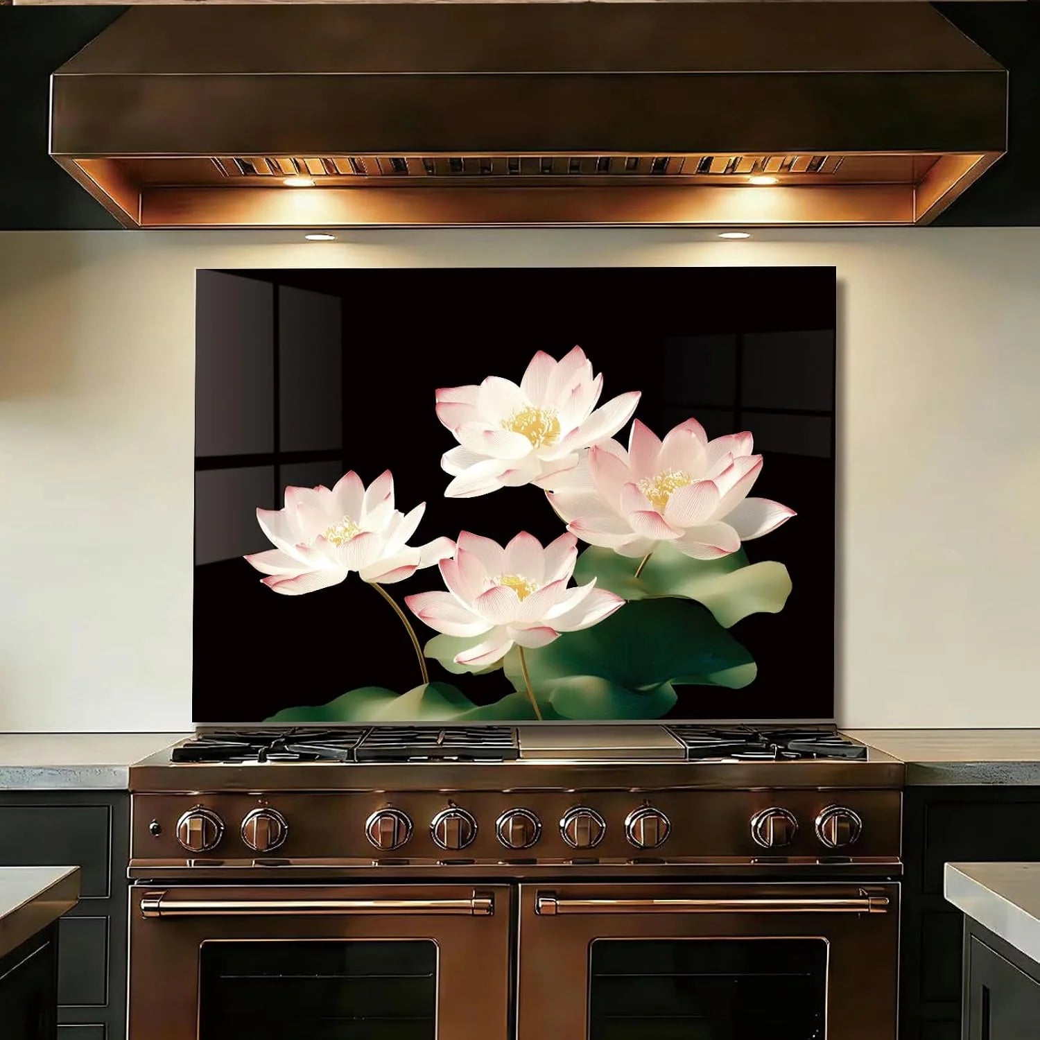 Black tempered glass kitchen backsplash close-up product view