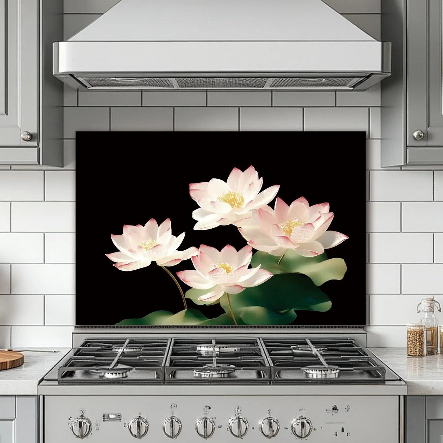 Black tempered glass kitchen backsplash kitchen wall display