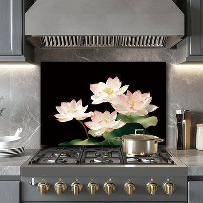 Black tempered glass kitchen backsplash size reference view