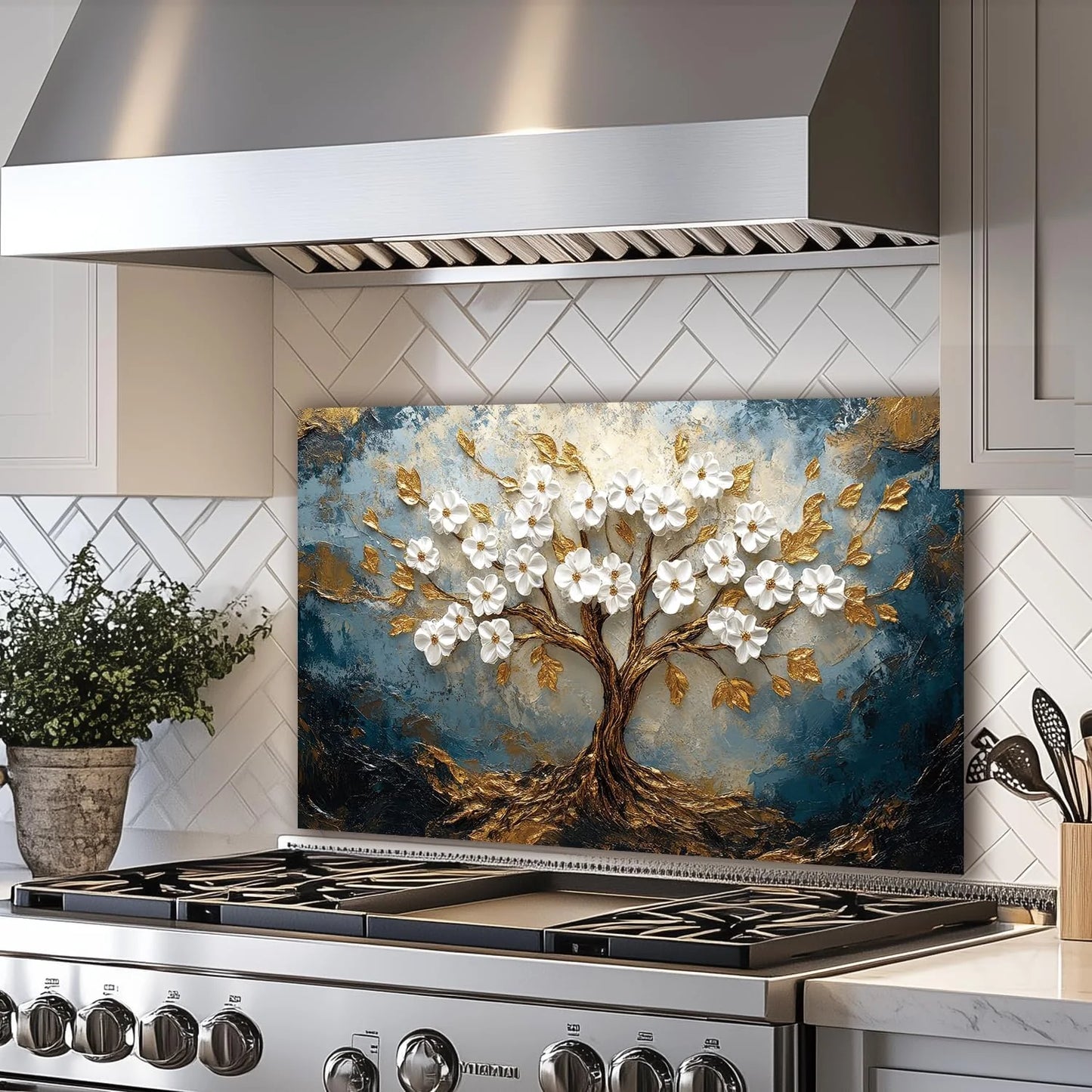 Tree of Life Retro tempered glass kitchen backsplash kitchen wall display