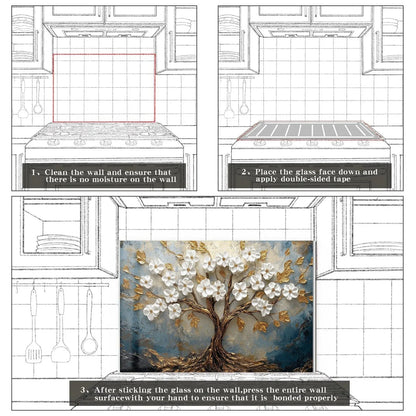 Easy installation steps for tempered glass kitchen backsplash