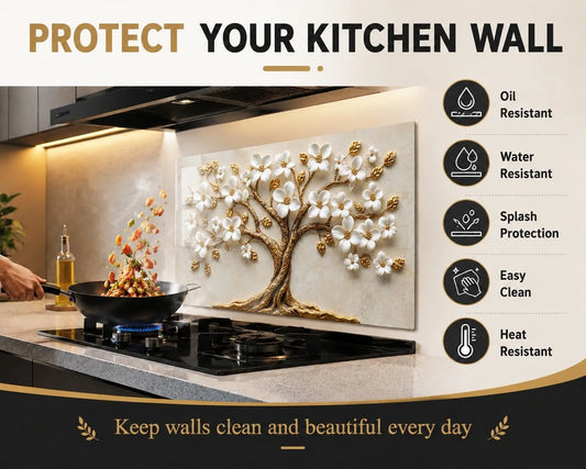 Floral tempered glass kitchen backsplash kitchen wall display