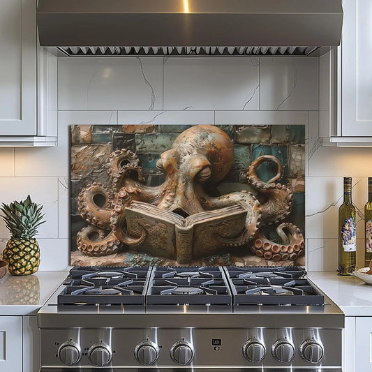 Octopus tempered glass kitchen backsplash main product view