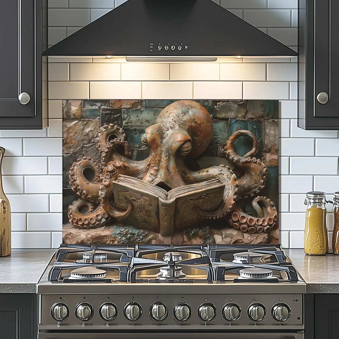 Octopus tempered glass kitchen backsplash kitchen wall display