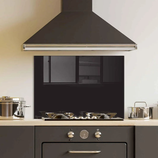 Black tempered glass kitchen backsplash modern sleek design