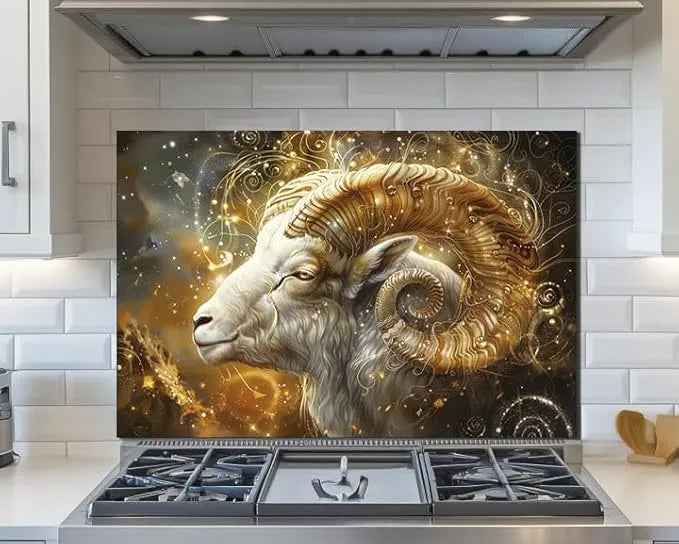 Twelve Zodiac Signs - Tempered Glass Backsplash for Kitchen