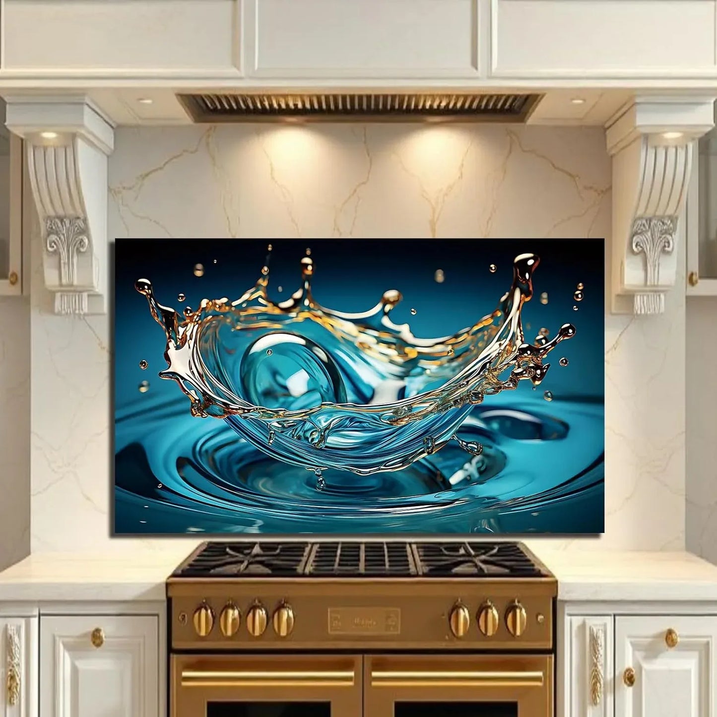 Water - Tempered Glass Backsplash for Kitchen