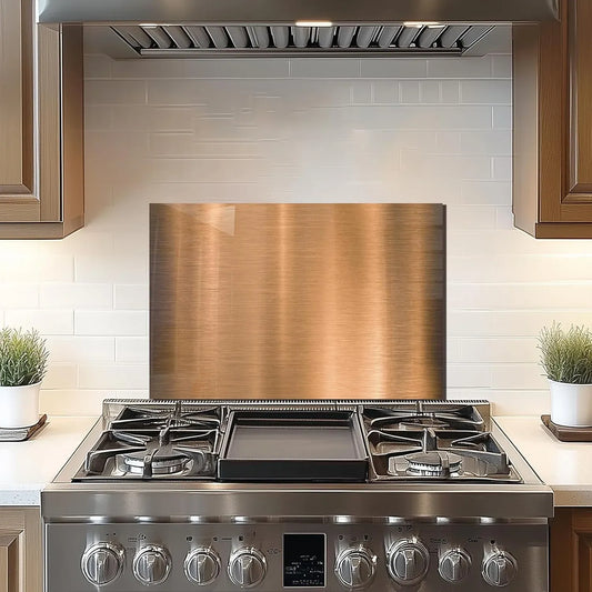 Tempered glass kitchen backsplash behind stove modern design