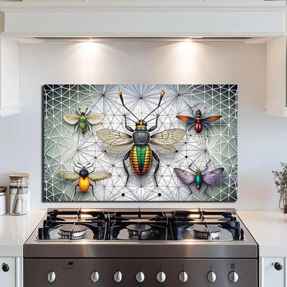 Colorful fireflies tempered glass kitchen backsplash decorative panel