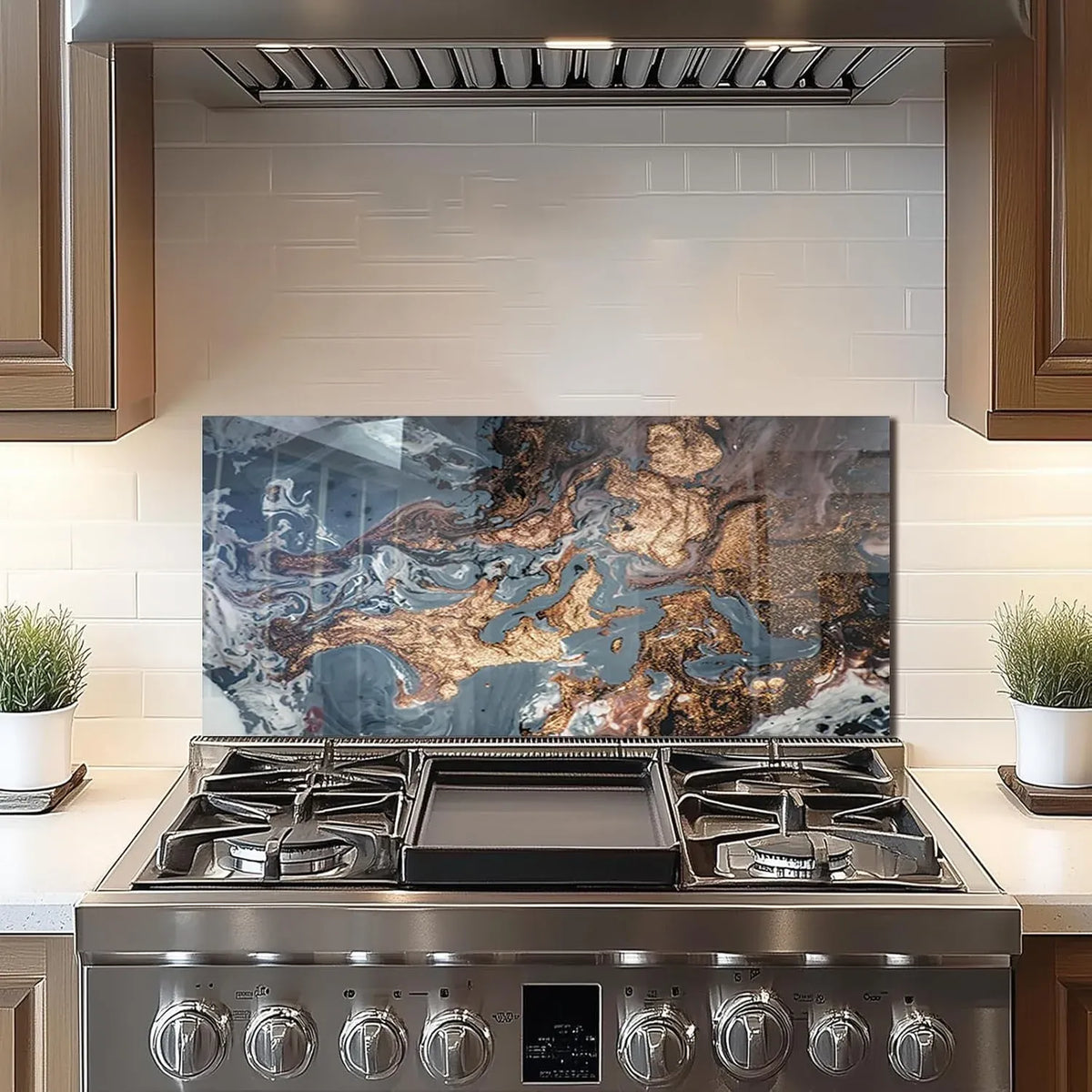 Tempered glass marbling stove back top cove behind stove