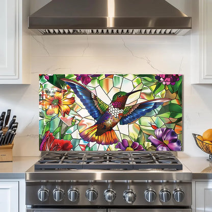 Tempered Glass Hummingbird Kitchen Sink Cover Splash Guard