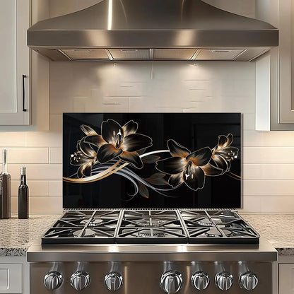 Golden Lily Kitchen Sink Cover Splash Guard Tempered Glass Backsplash