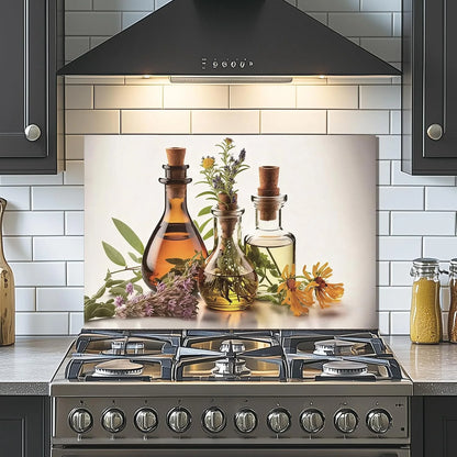 Herbs and Olive Oil tempered glass kitchen backsplash kitchen wall display
