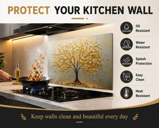 Tree of Life tempered glass kitchen backsplash kitchen wall display
