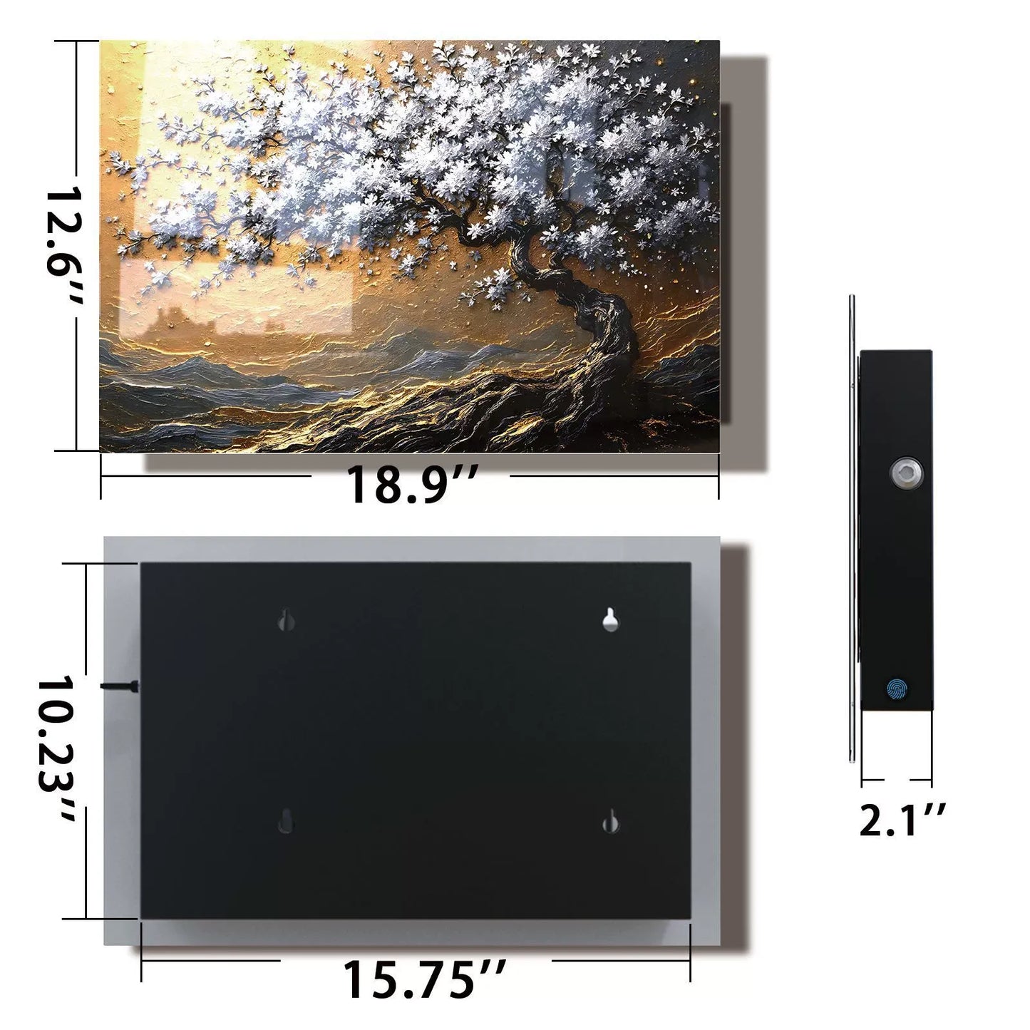Tree of Life Handgun Storage Cabinet dimensions: front art 18.9x12.6 inches, back panel 15.75x10.23 inches