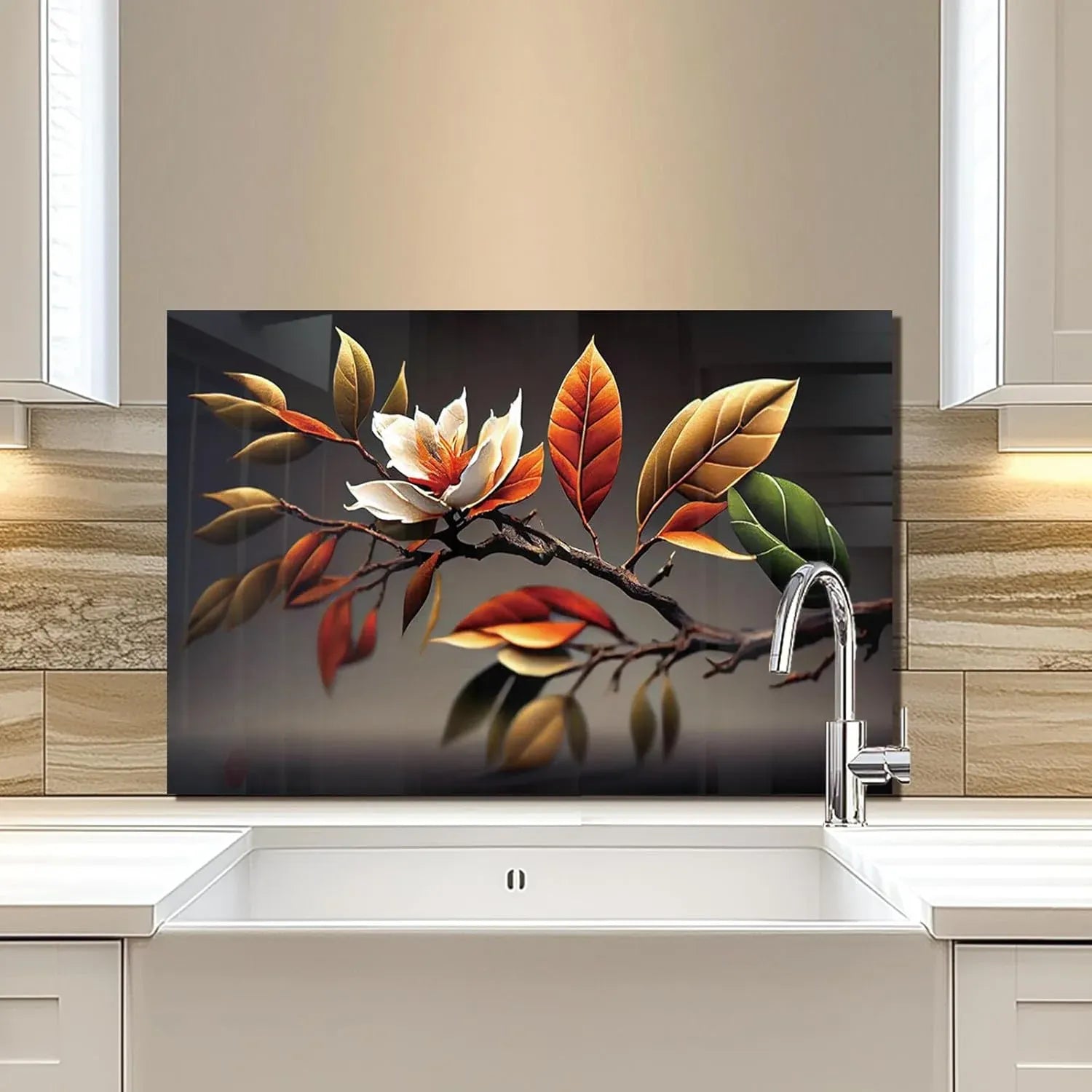 Magnolia Kitchen Sink Cover Splash Guard above sink, protective splash guard